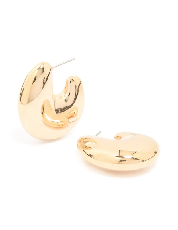 Gold Thick Bubble Hoop Earrings sold by lovisa