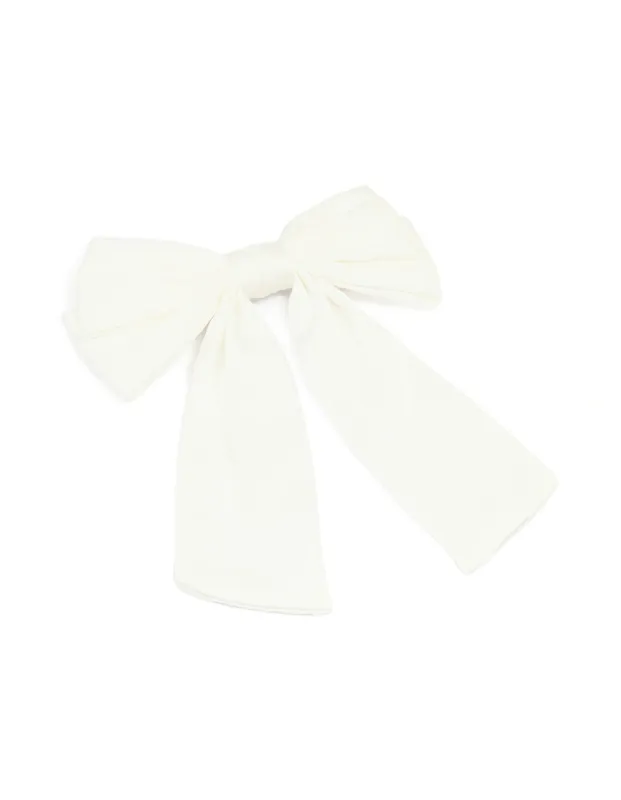 White Medium Bow Clip sold by lovisa