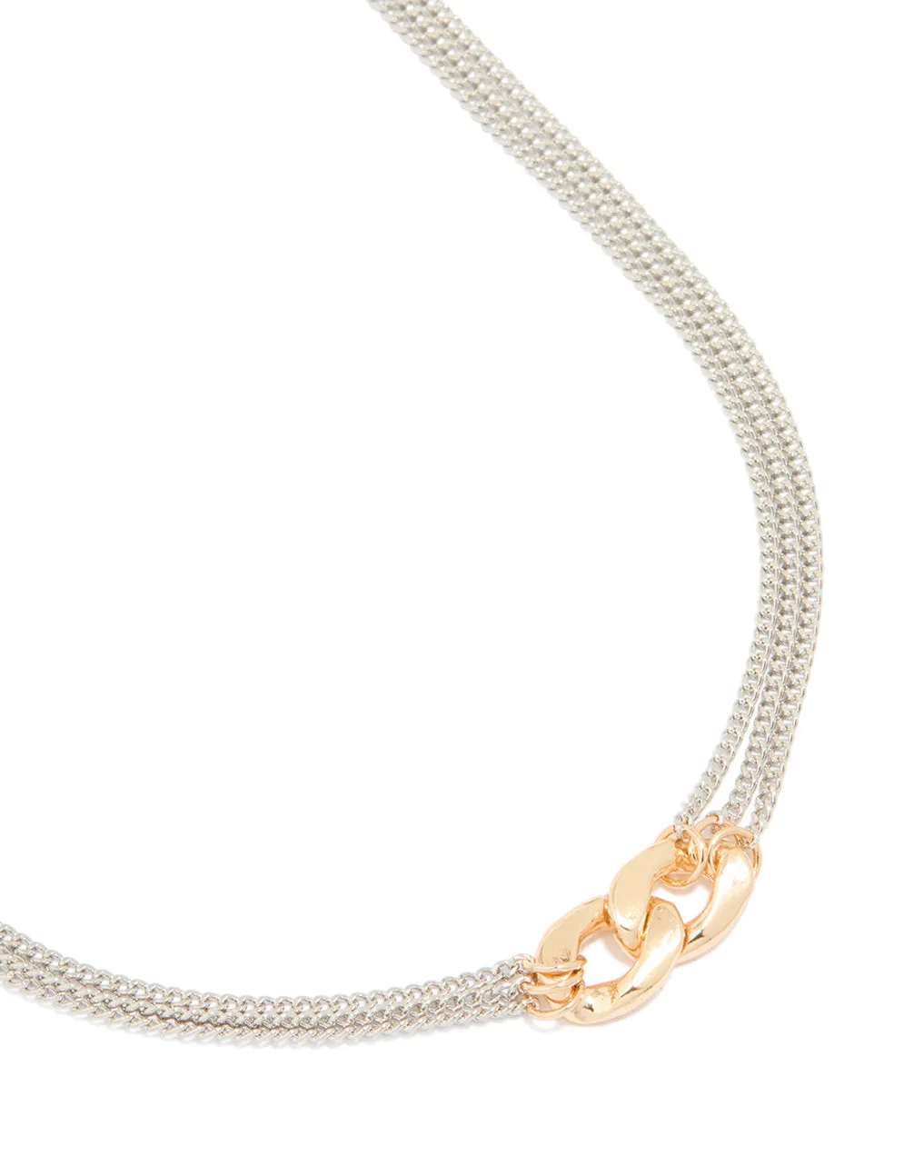 Mixed Metal Layered Chain Pendant Necklace sold by lovisa