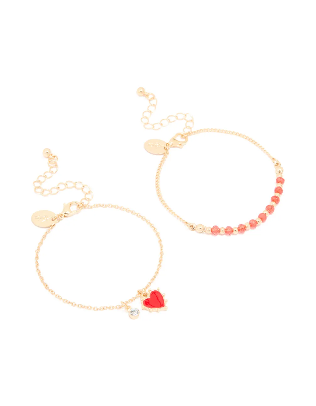 Gold Diamante Heart Charm Bracelets 2-Pack sold by lovisa