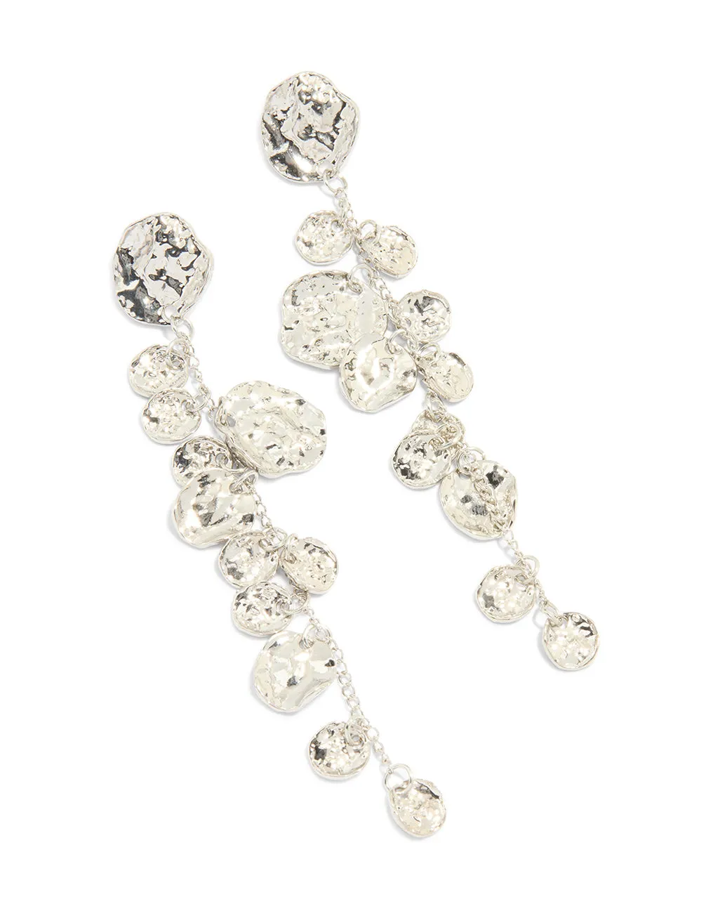 Silver Organic Petal Drop Earrings sold by lovisa