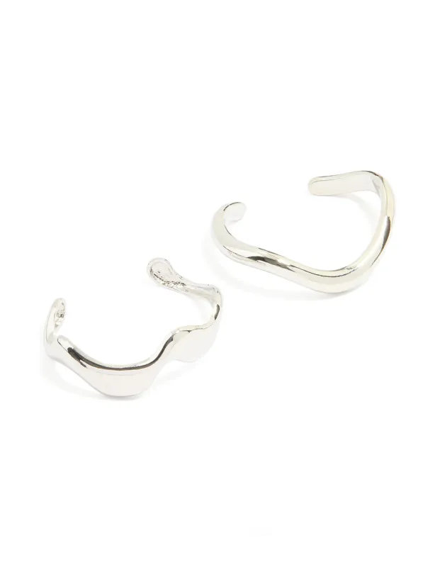 Silver Organic Small Wave Wrist Cuffs 2-Pack sold by lovisa