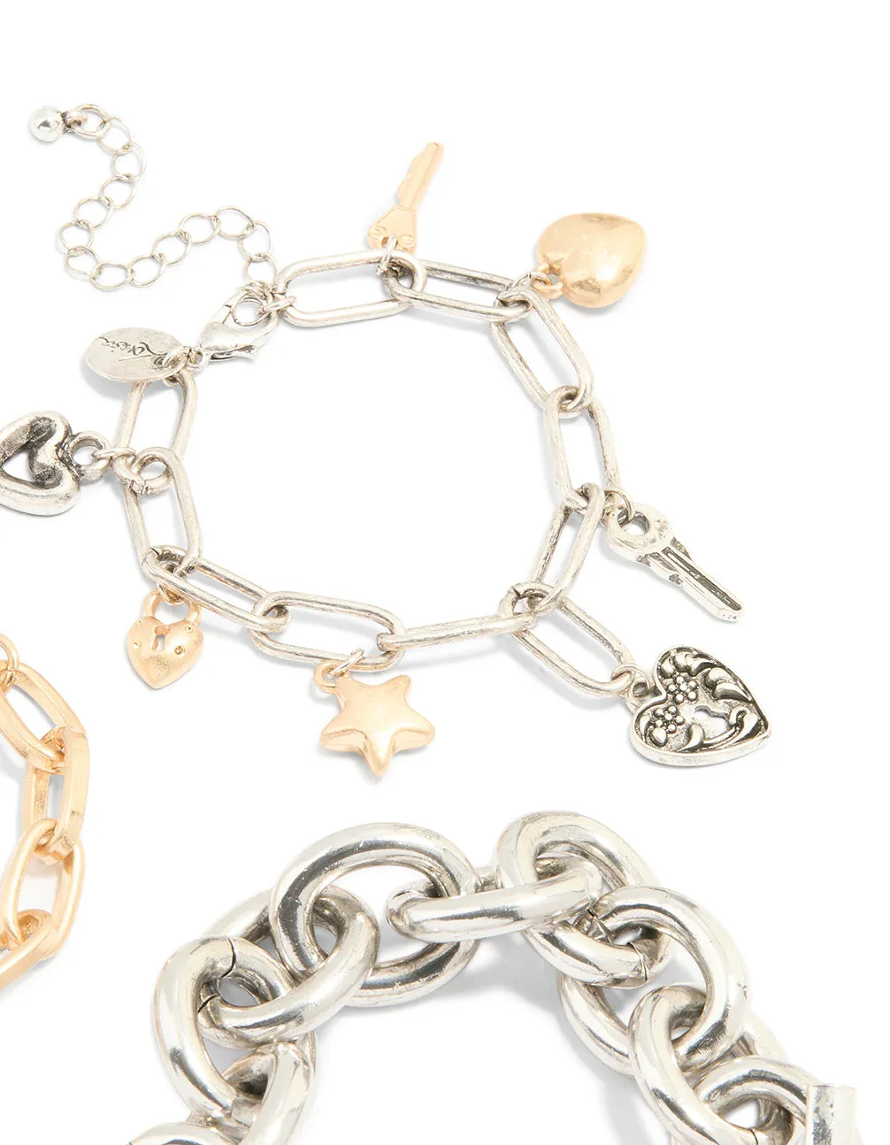 Mixed Metal Chain & Charm Bracelets 3-Pack sold by lovisa product image thumbnail 3
