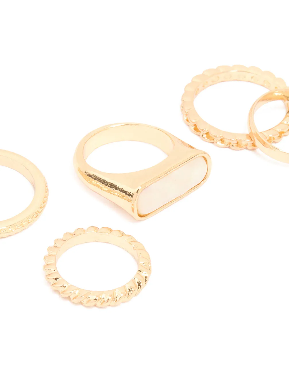 Gold Pearl Signet Rings 5-Pack sold by lovisa product image thumbnail 2