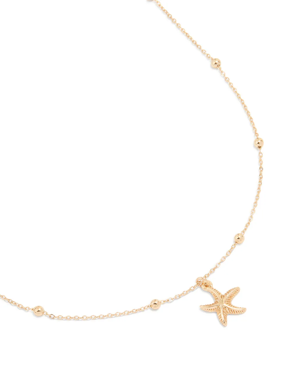 Gold Textured Starfish Pendant Necklace sold by lovisa