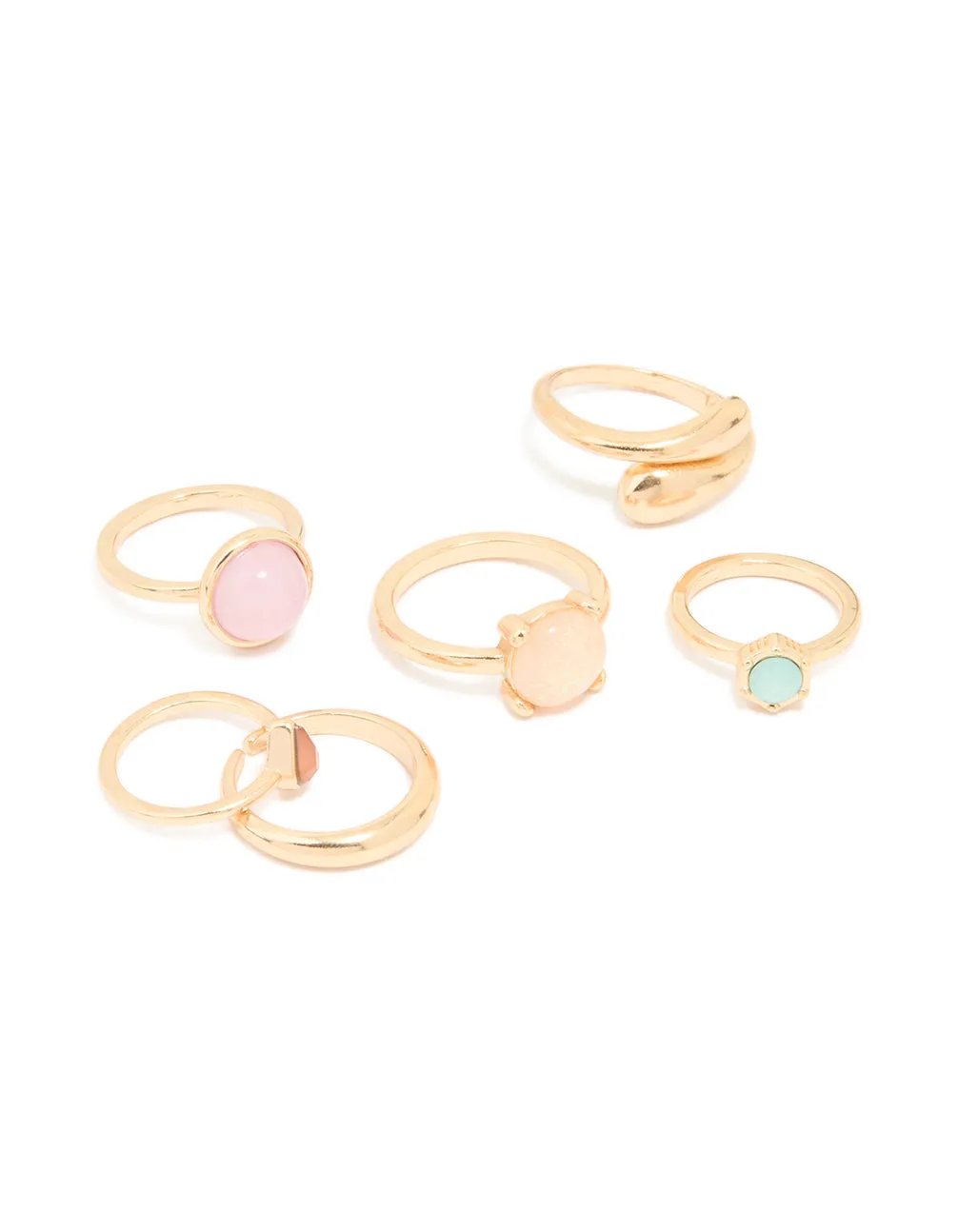 Gold Mixed Stone Rings 6-Pack sold by lovisa
