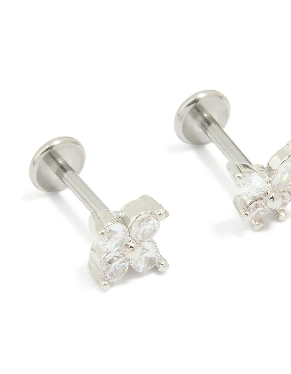 Surgical Steel Cubic Zirconia Floral Flat Back Studs 3-Pack sold by lovisa product image thumbnail 2