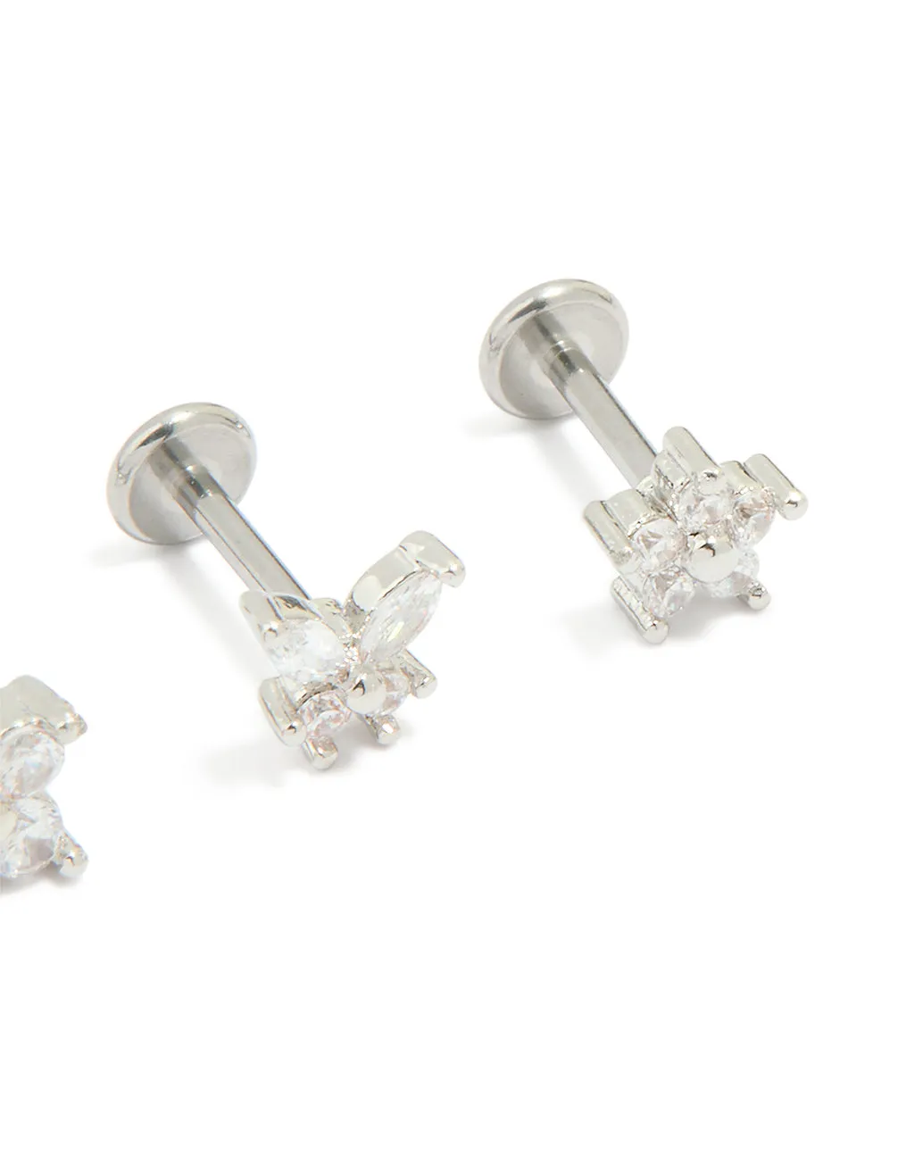 Surgical Steel Cubic Zirconia Floral Flat Back Studs 3-Pack sold by lovisa product image thumbnail 3
