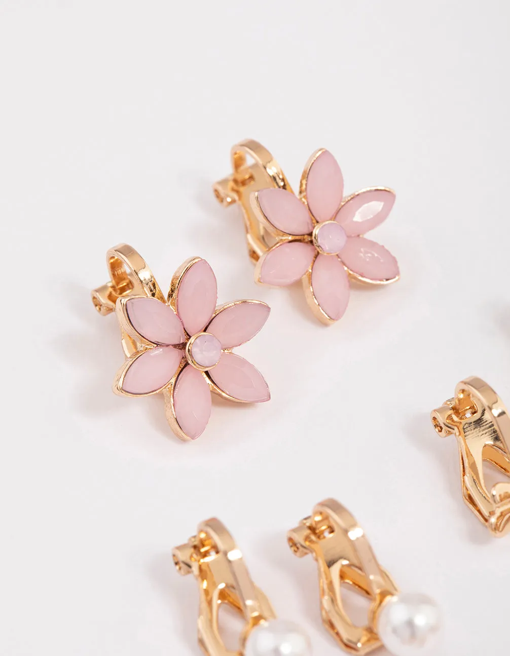 Gold Pretty Flower Clip On Earrings 5-Pack sold by lovisa product image thumbnail 3