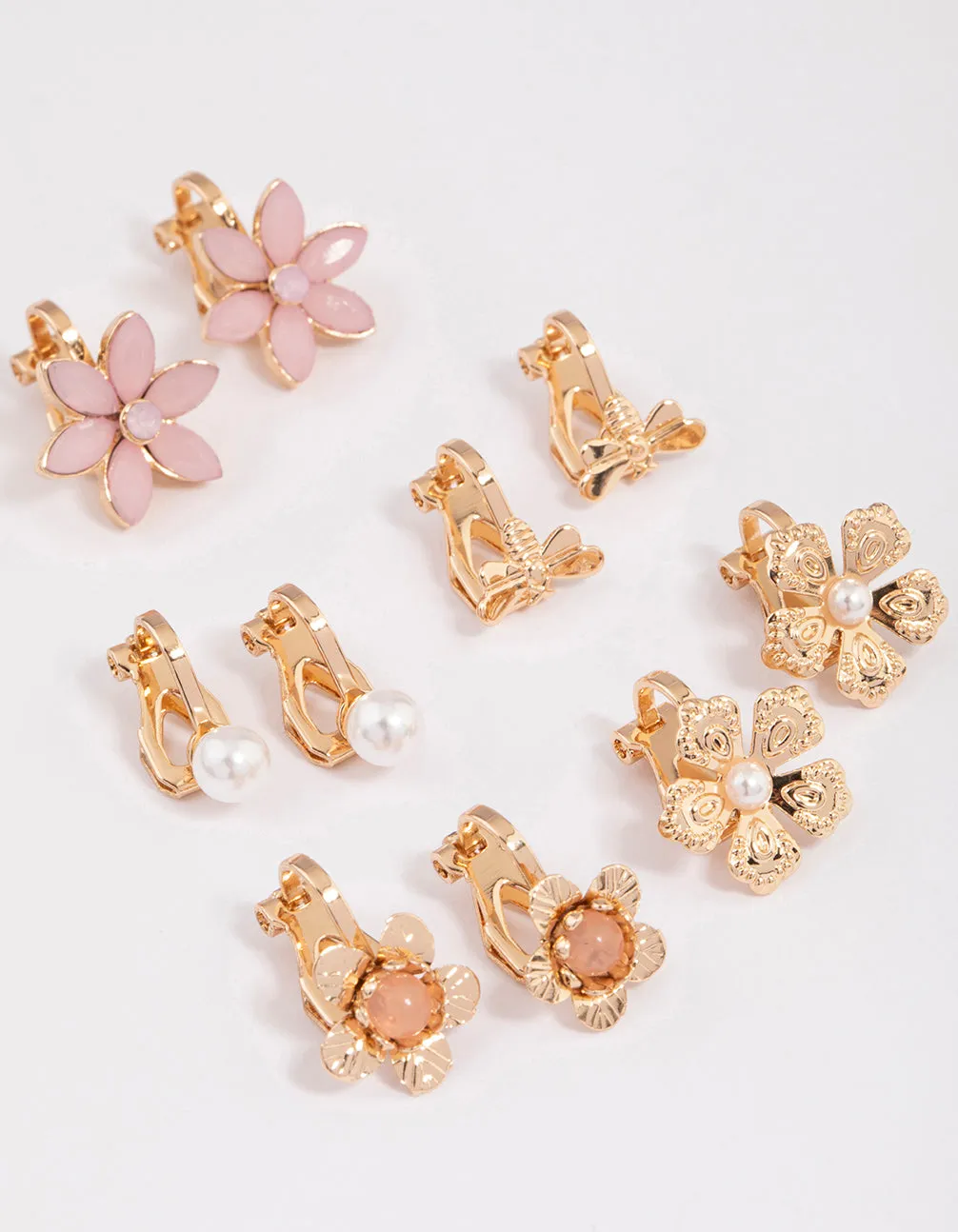 Gold Pretty Flower Clip On Earrings 5-Pack sold by lovisa product image thumbnail 2