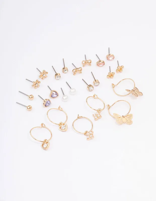 Gold Stone Bow & Floral Earring 12-Pack sold by lovisa