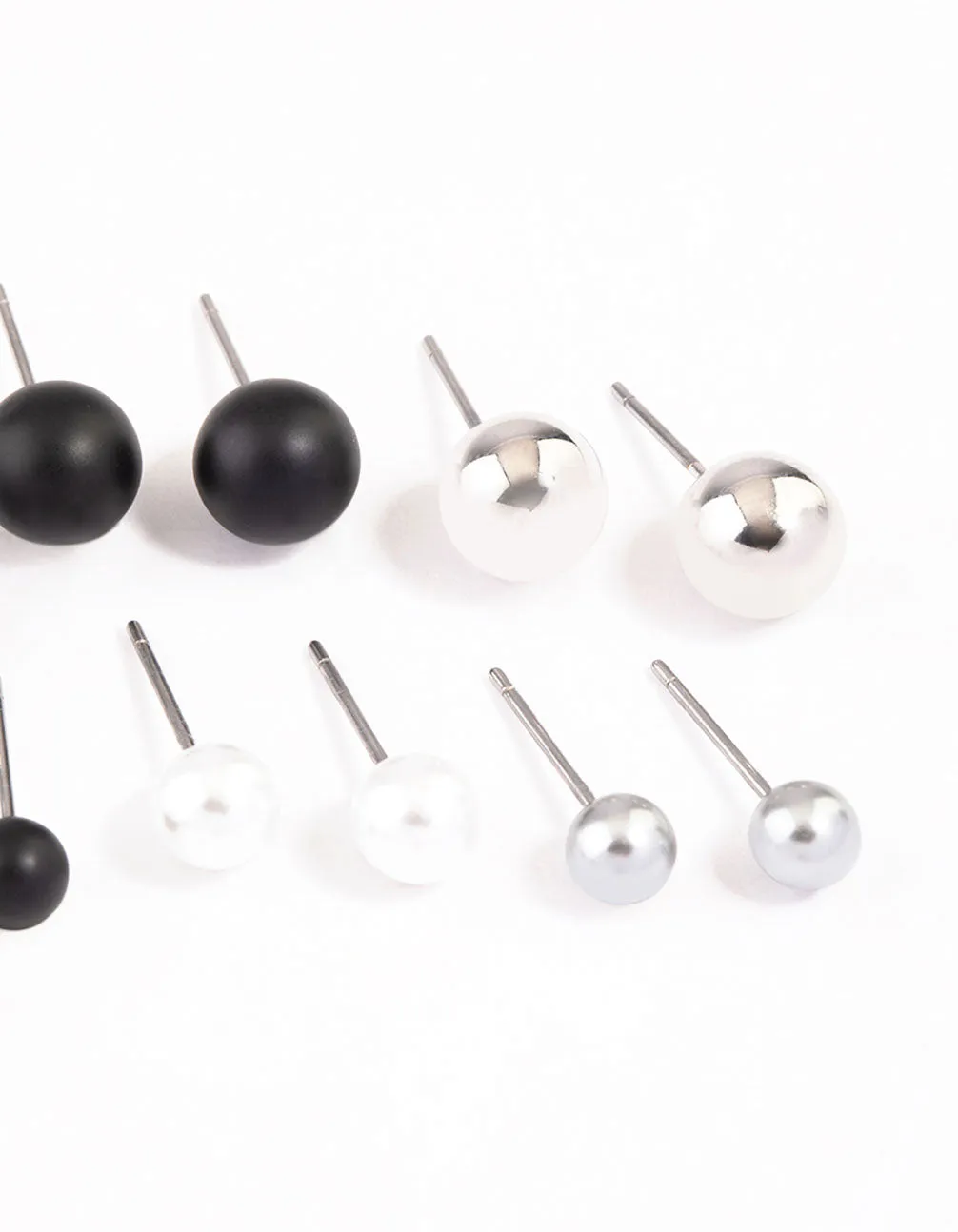 Mixed Metal Pearl & Ball Stud Earrings 8-Pack sold by lovisa product image thumbnail 3