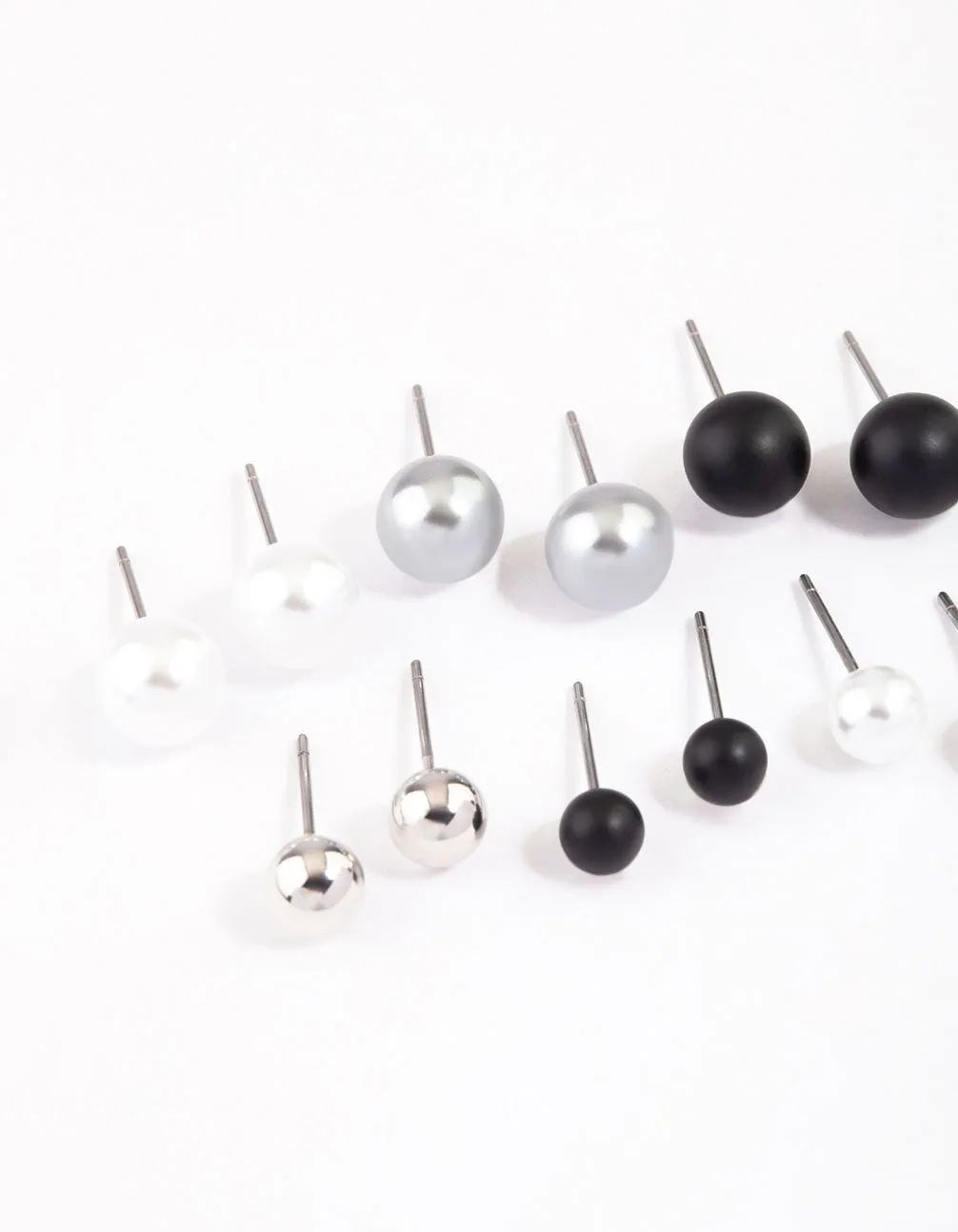 Mixed Metal Pearl & Ball Stud Earrings 8-Pack sold by lovisa product image thumbnail 2