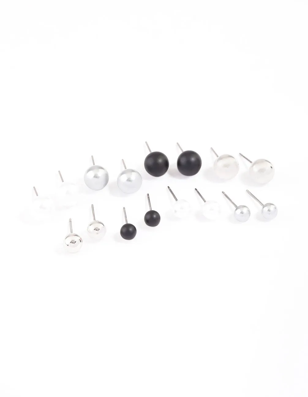 Mixed Metal Pearl & Ball Stud Earrings 8-Pack sold by lovisa