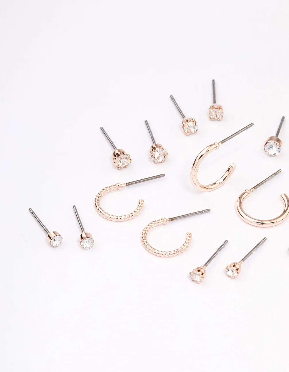 Rose Gold Diamante Stud & Hoop Earring 12-Pack sold by lovisa product image thumbnail 2