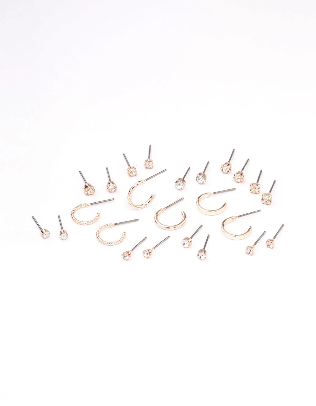 Rose Gold Diamante Stud & Hoop Earring 12-Pack sold by lovisa