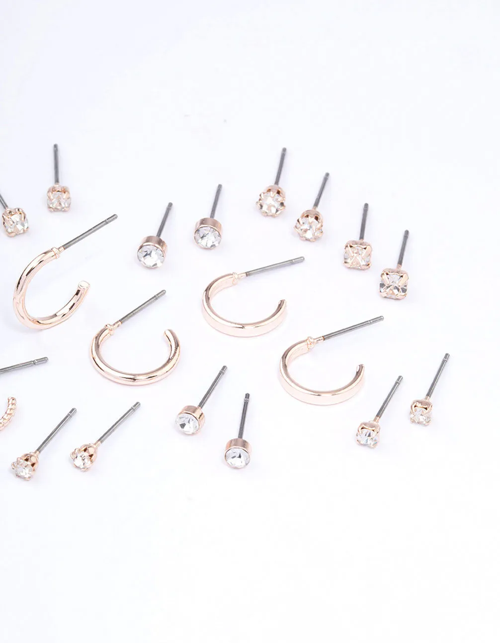 Rose Gold Diamante Stud & Hoop Earring 12-Pack sold by lovisa product image thumbnail 3