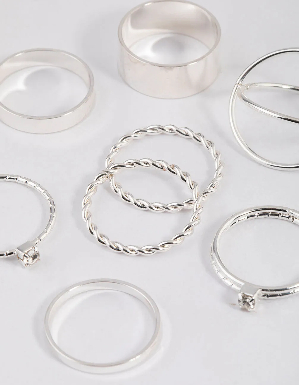 Silver Thick & Diamante Ring 8-Pack sold by lovisa product image thumbnail 2