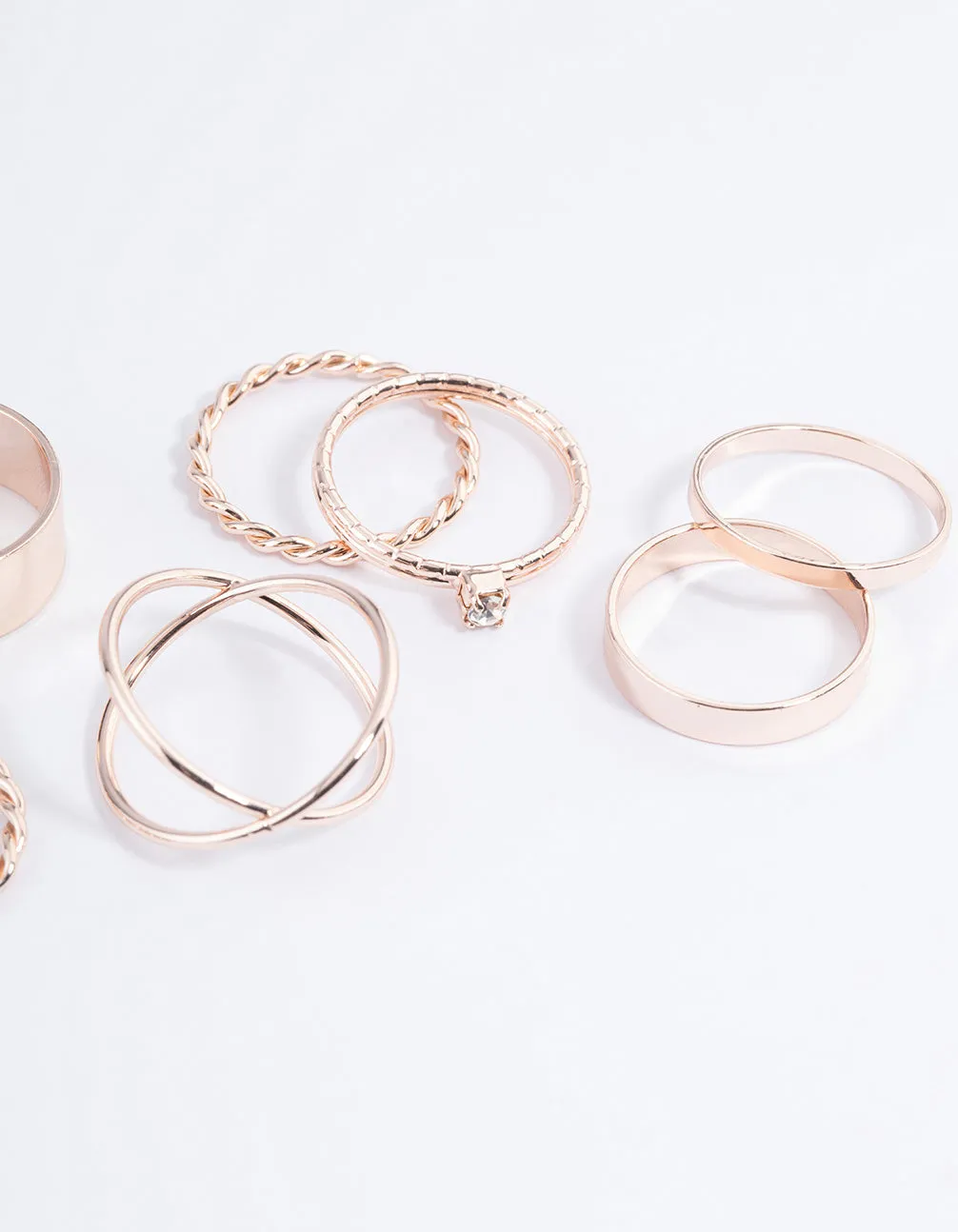 Rose Gold Thick & Diamante Ring 8-Pack sold by lovisa product image thumbnail 3
