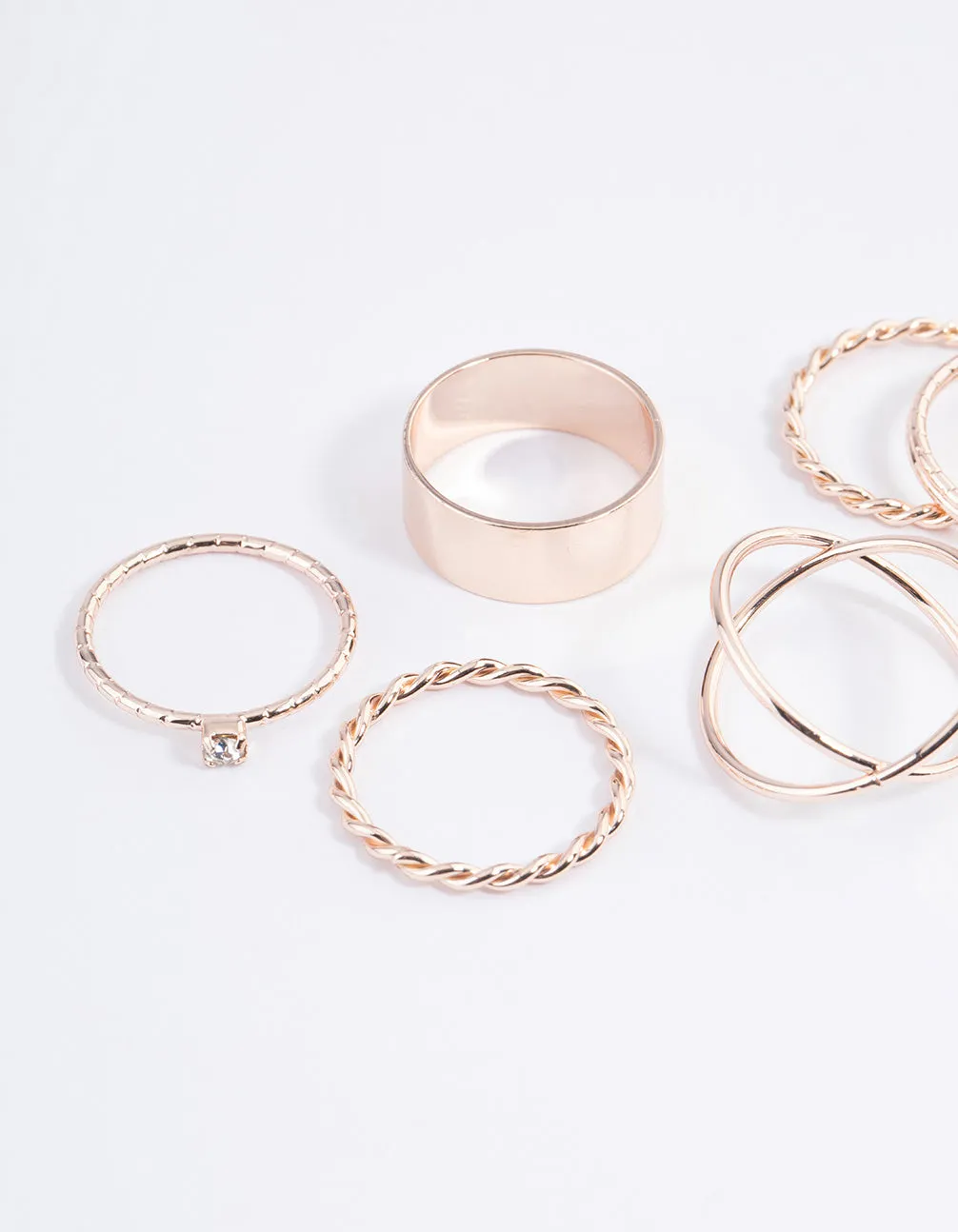 Rose Gold Thick & Diamante Ring 8-Pack sold by lovisa product image thumbnail 2