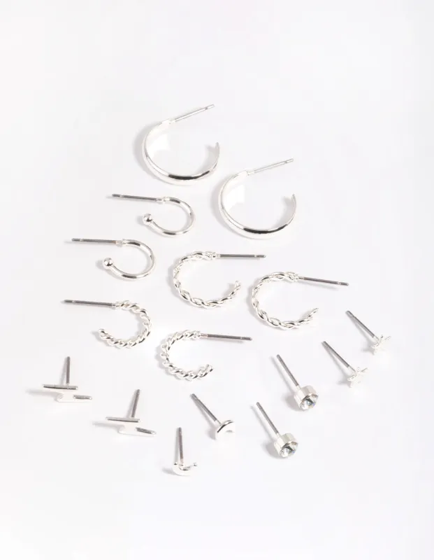 Silver Celestial Stud & Hoop Earring 8-Pack sold by lovisa