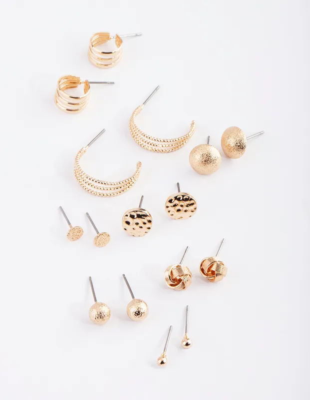 Gold Classic Stud & Huggie Earring 8-Pack sold by lovisa