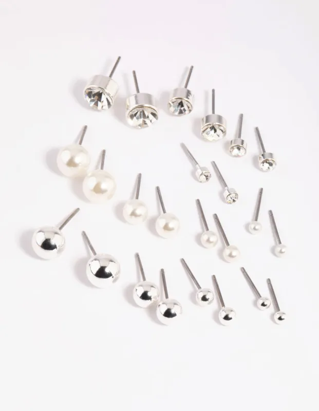 Silver Pearl Stud Earring 12-Pack sold by lovisa