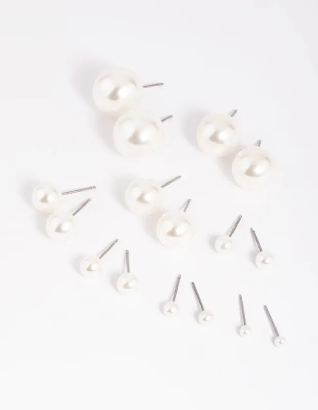 Silver Pearl Stud 8-Pack sold by lovisa