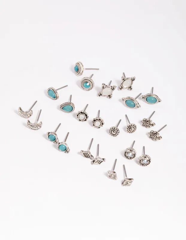 Antique Silver Moon Stud Earring 12-Pack sold by lovisa
