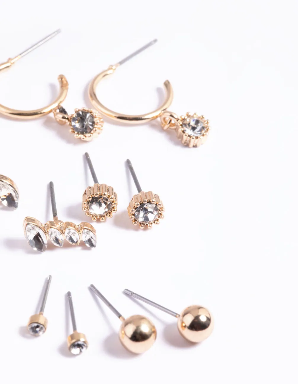 Gold Plain Diamante Stud Earrings 8-Pack sold by lovisa product image thumbnail 3