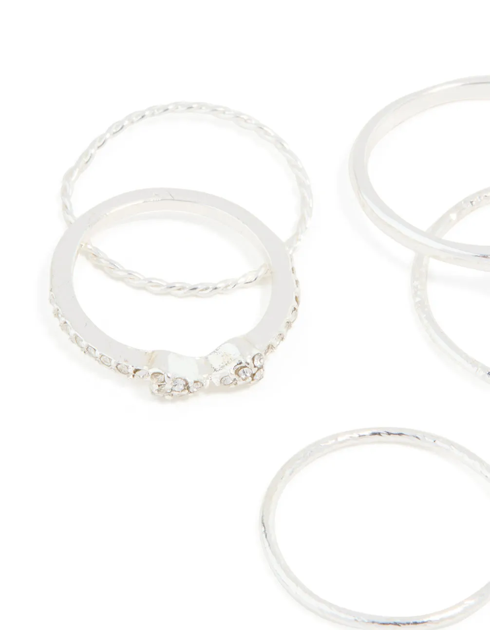 Silver Dainty Diamante & Pearl Ring Pack sold by lovisa product image thumbnail 2