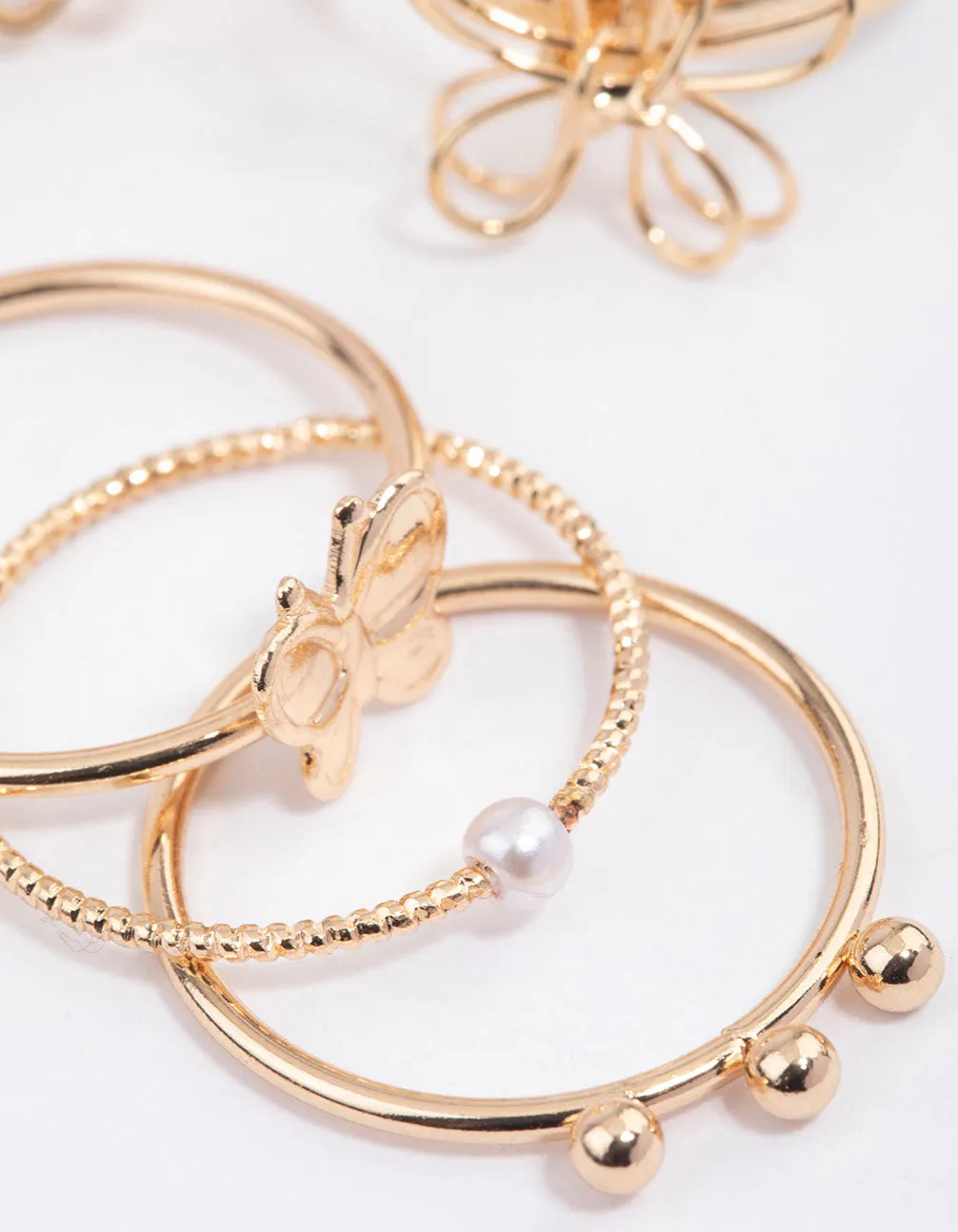 Gold Wire Flower & Butterfly Ring Pack sold by lovisa product image thumbnail 3