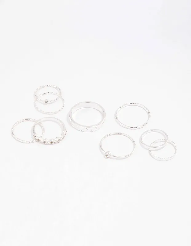 Silver Dainty Flower Ring Pack sold by lovisa