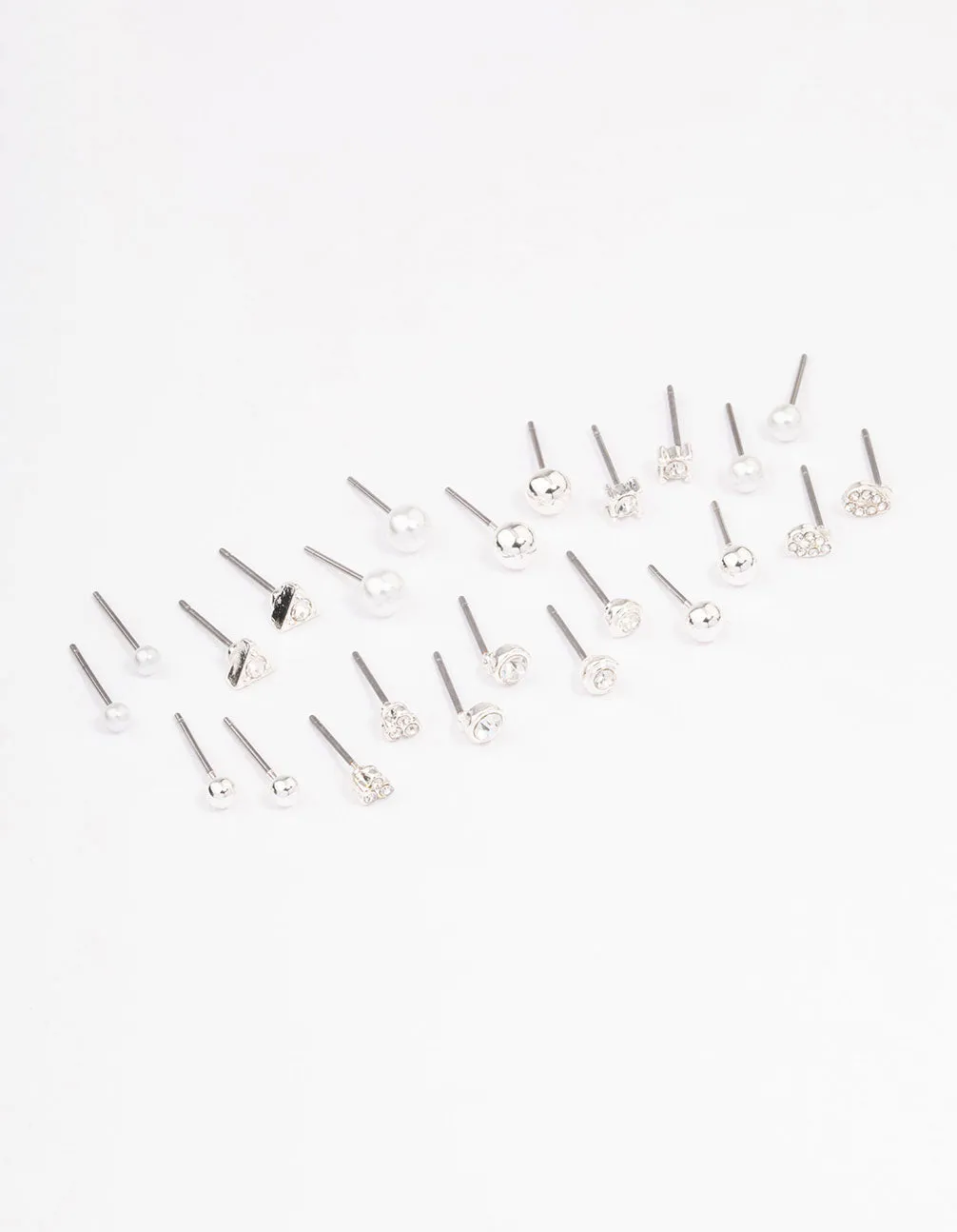 Silver Classic Pearl & Stone Earring 12-Pack sold by lovisa