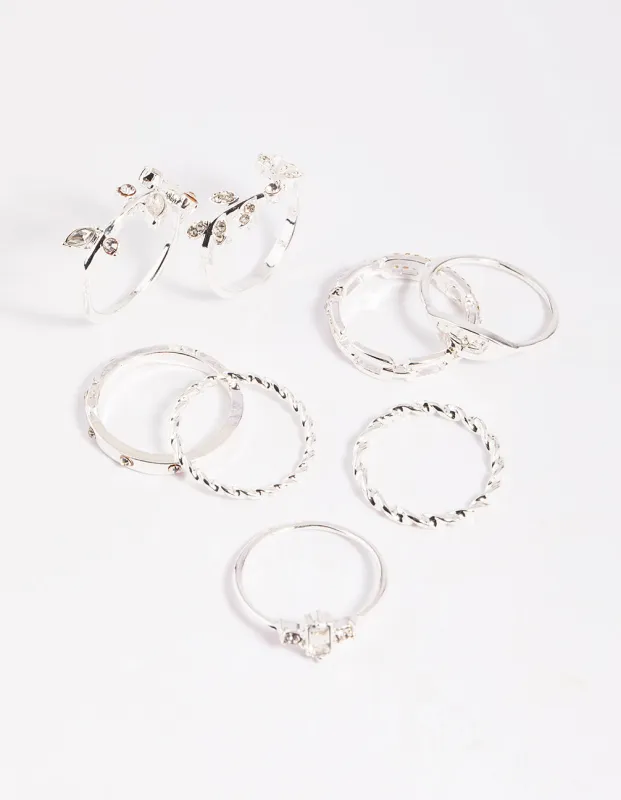 Silver Leaves Ring Stack 8-Pack sold by lovisa