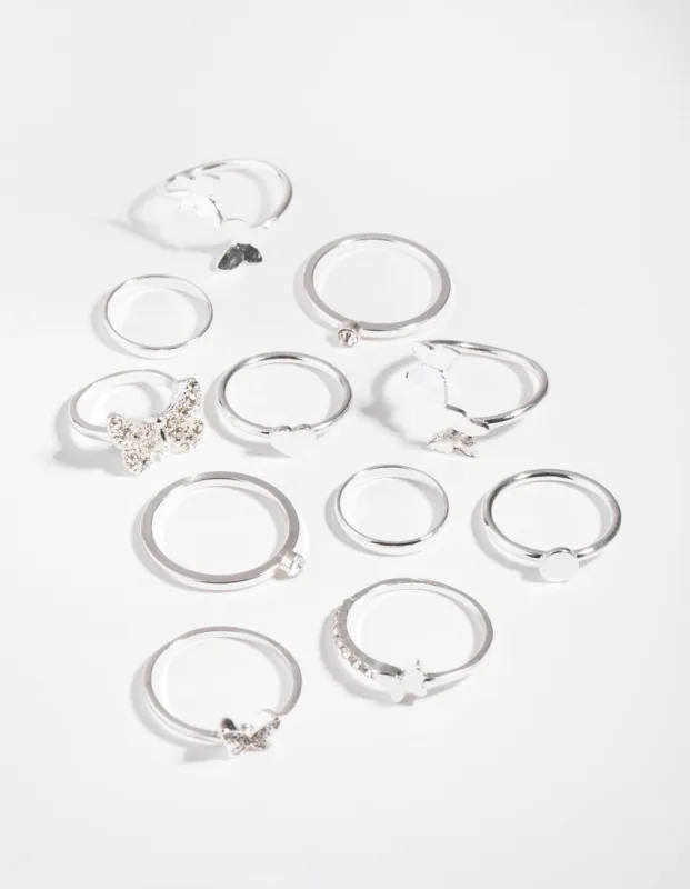 Silver Butterfly Wrap Rings 8-Pack sold by lovisa