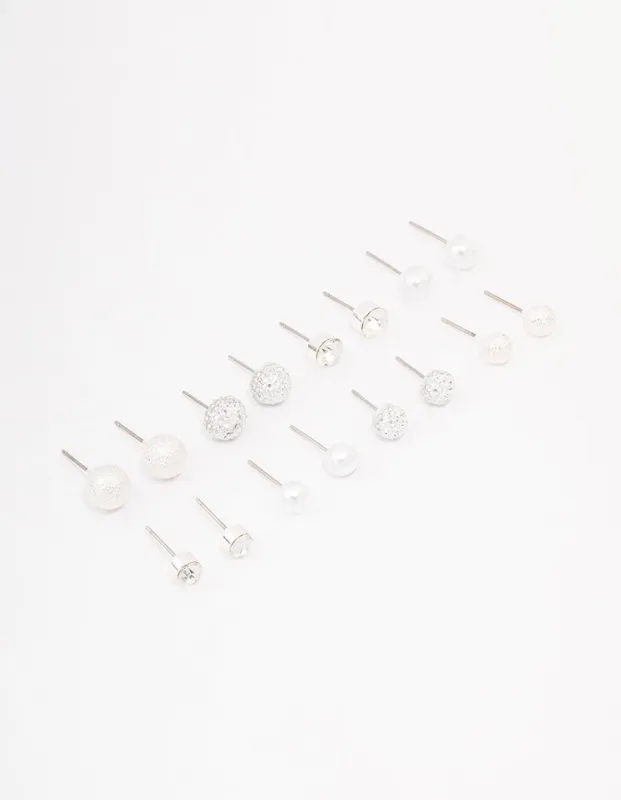 Silver Pearl Jelly Earring 8-Pack sold by lovisa