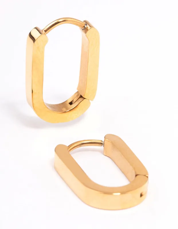 Gold Plated Surgical Steel Small Rectangle Huggie Earrings sold by lovisa
