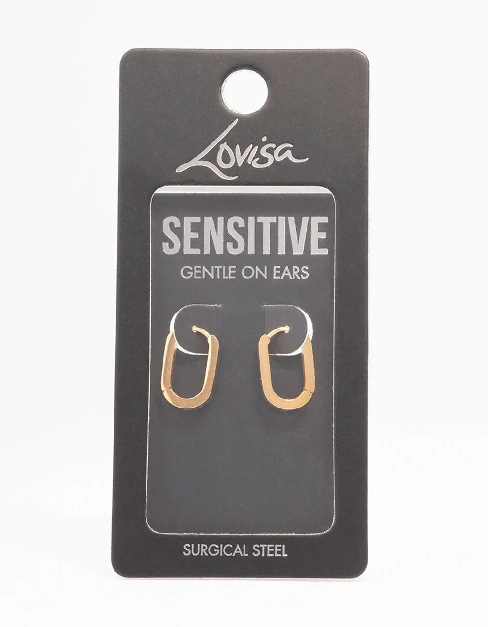 Gold Plated Surgical Steel Small Rectangle Huggie Earrings sold by lovisa product image thumbnail 3