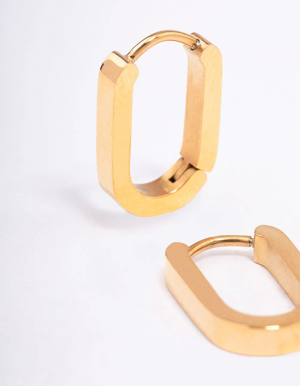 Gold Plated Surgical Steel Small Rectangle Huggie Earrings sold by lovisa product image thumbnail 2