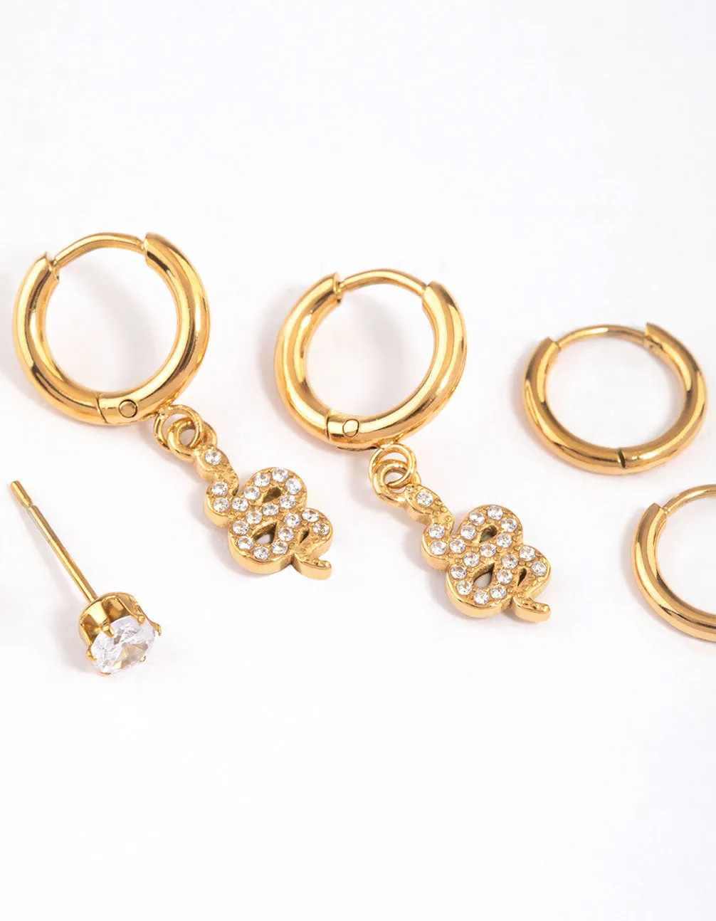 Gold Plated Surgical Steel Snake Huggie Earrings Pack sold by lovisa product image thumbnail 2