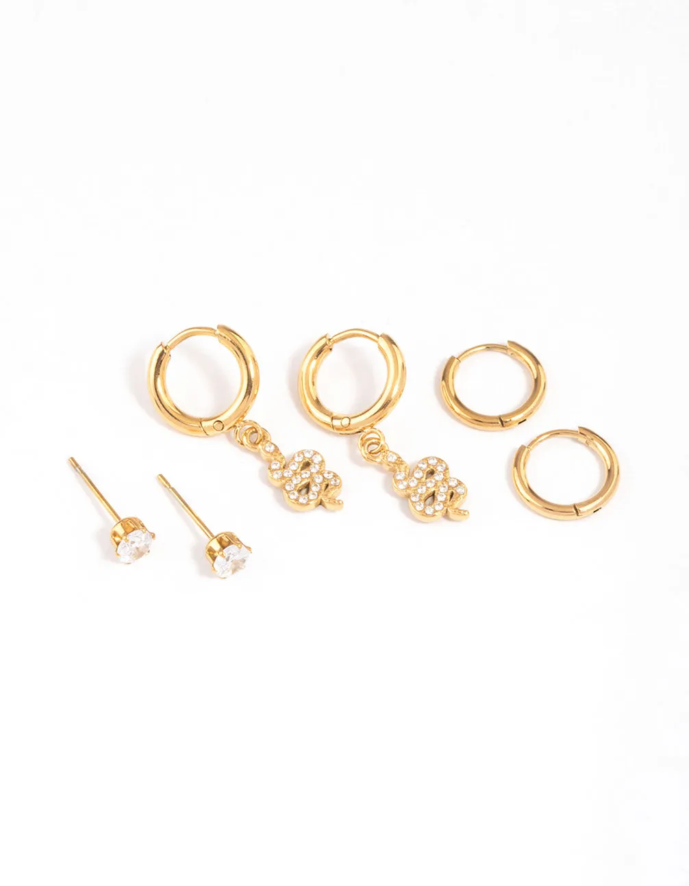Gold Plated Surgical Steel Snake Huggie Earrings Pack sold by lovisa