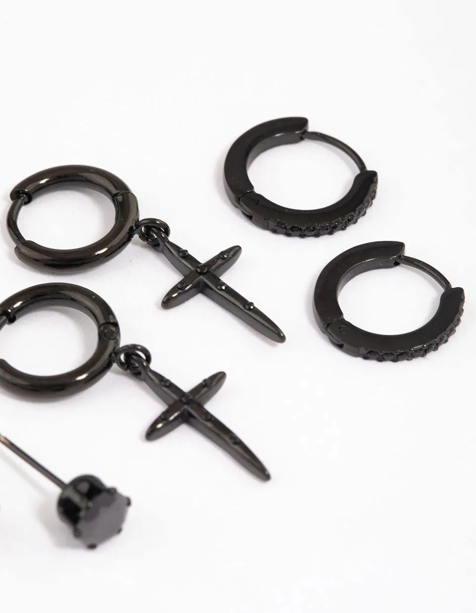 Surgical Steel Large Black Cross Huggie Earrings Pack sold by lovisa product image thumbnail 2