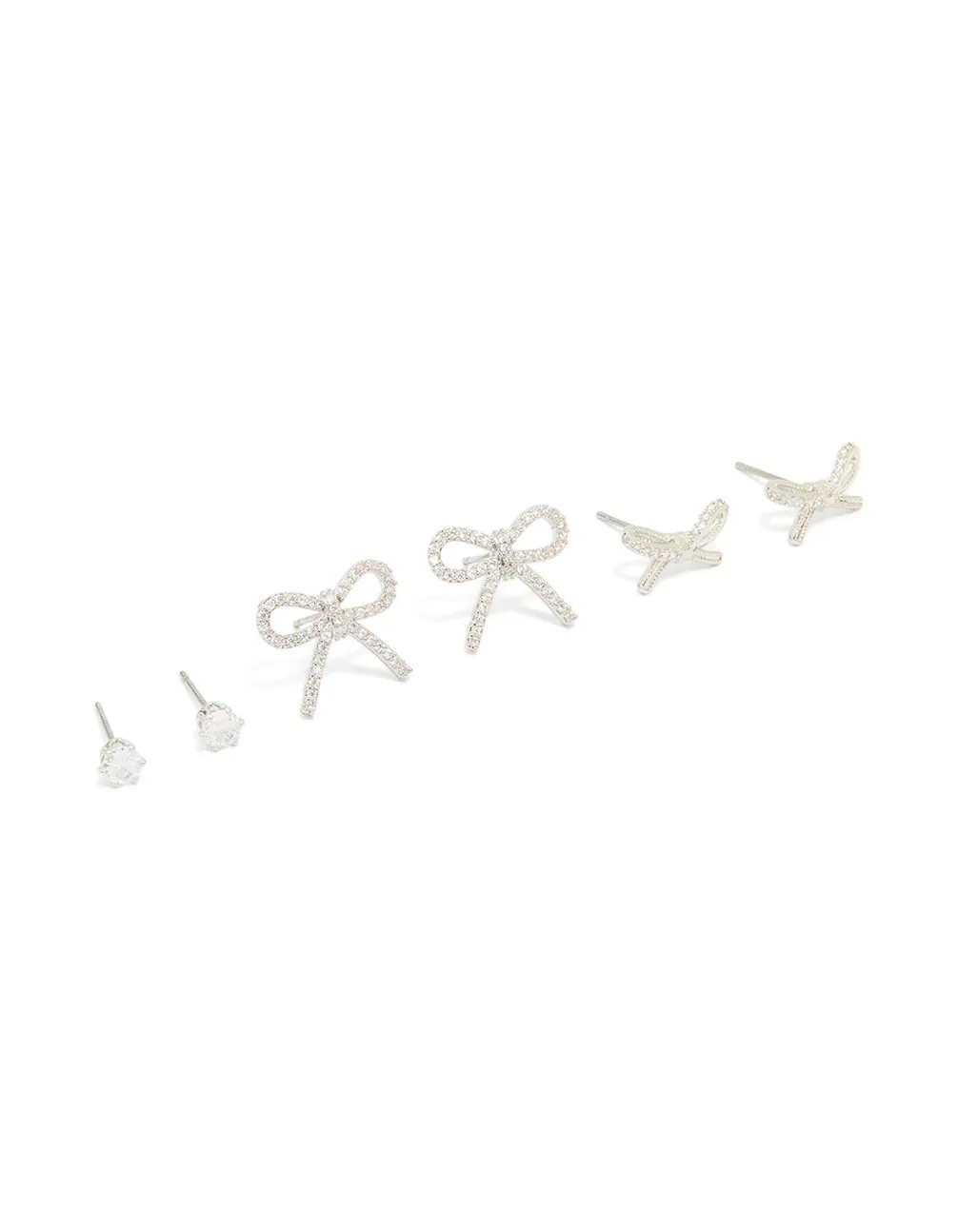 Silver Bow & Classic Stud Earrings 3-Pack sold by lovisa