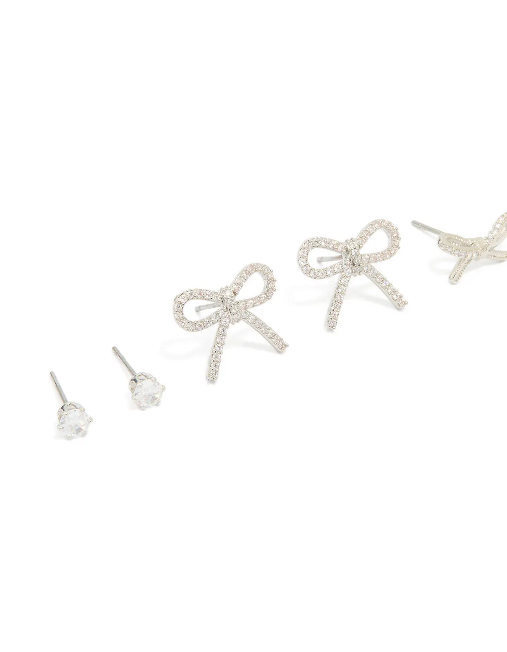 Silver Bow & Classic Stud Earrings 3-Pack sold by lovisa product image thumbnail 2