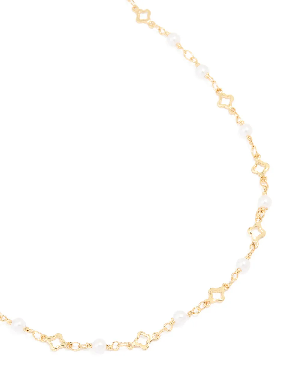Gold Plated Pearl Flower Outline Necklace sold by lovisa