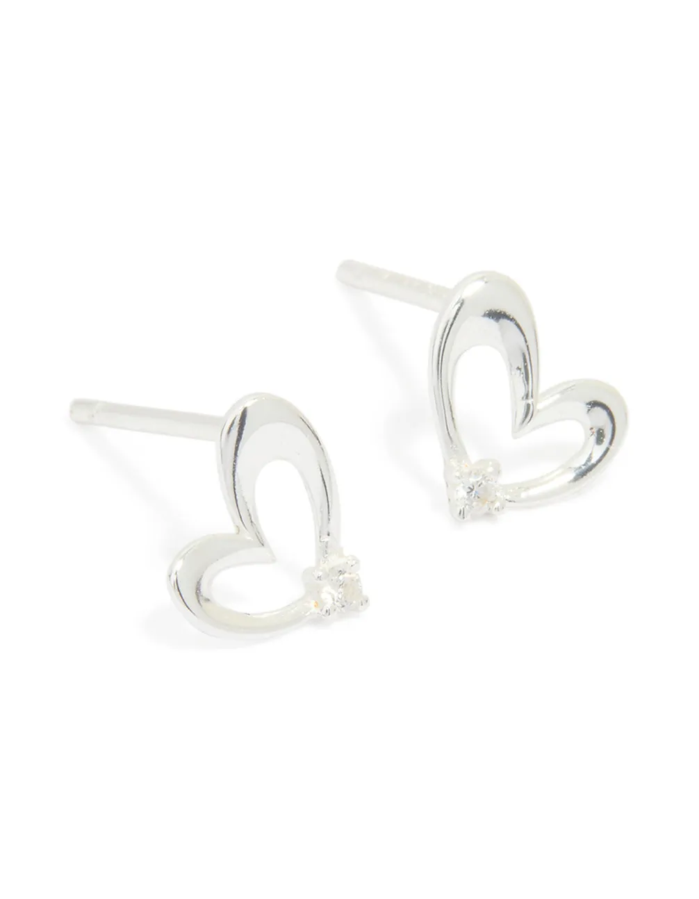 Sterling Silver Cubic Zirconia Heart Stud Earrings sold by lovisa
