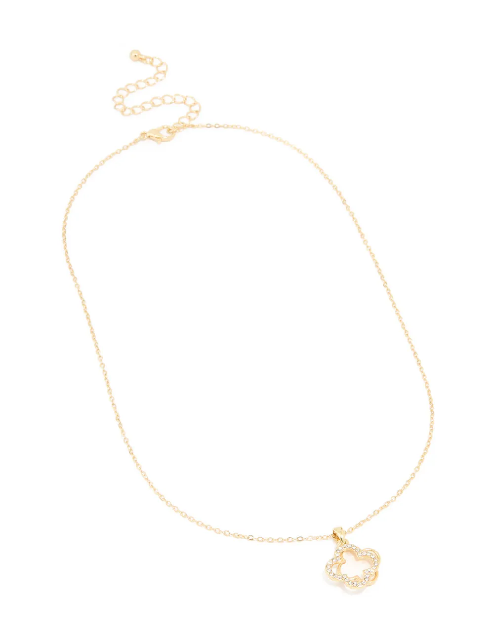 Gold Plated Diamante Outline Flower Pendant Necklace sold by lovisa product image thumbnail 2