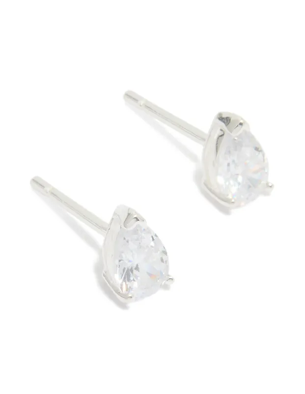 Sterling Silver Cubic Zirconia Pear Stud Earrings sold by lovisa