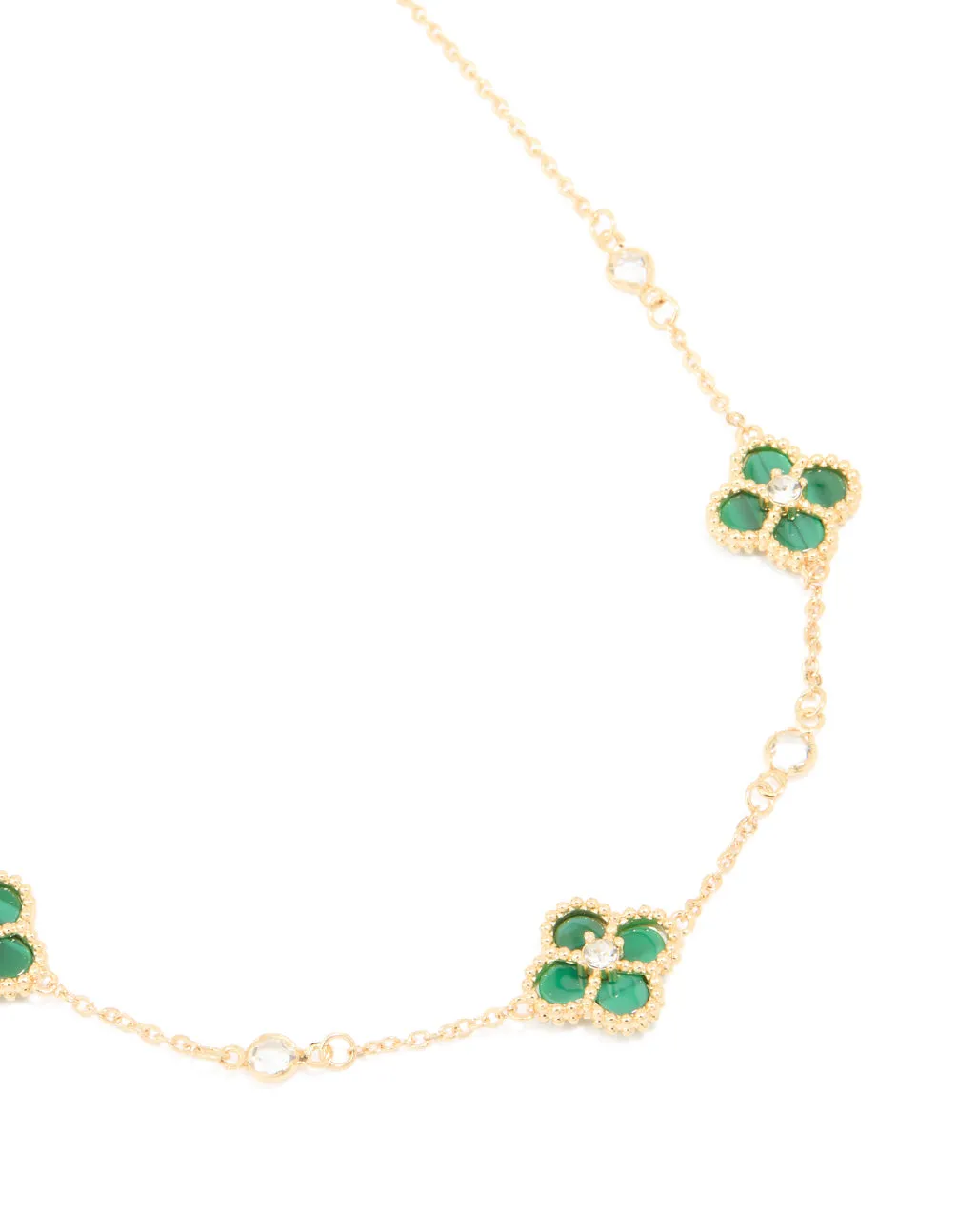 Gold Plated Cubic Zirconia Emerald Flower Trio Necklace sold by lovisa